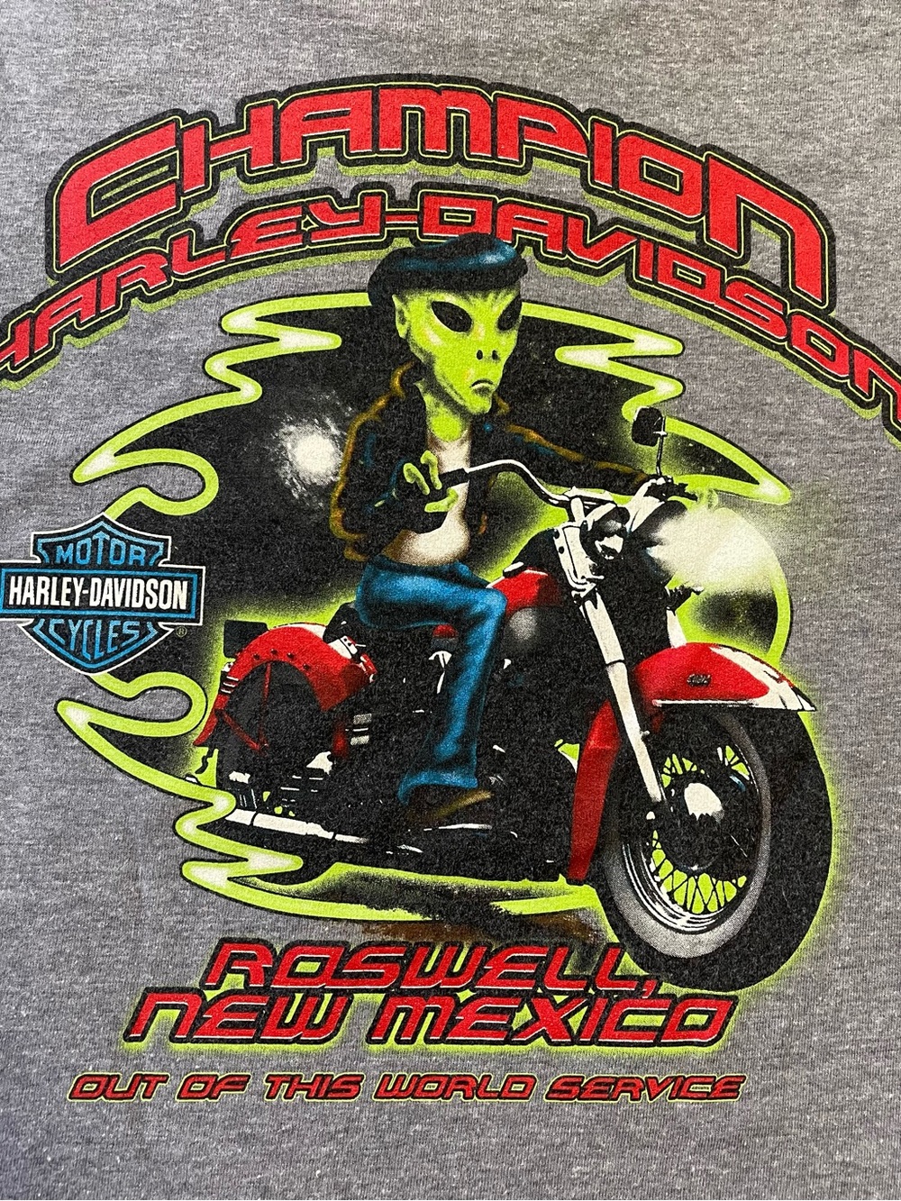Harley-Davidson Roswell Alien Motorcycle Graphic Tee - Gray Size S